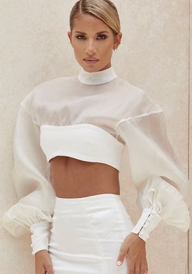 Allena Ivory Organza Blouson Sleeve Top, £89 | House Of CB