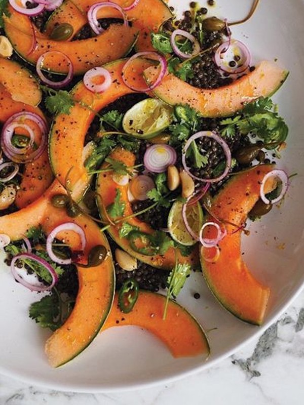 Puy Lentil, Confit Garlic, Coriander & Melon