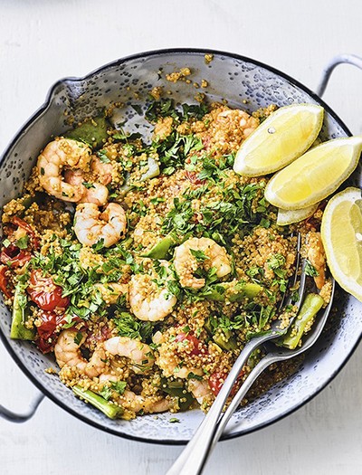 Quinoa Paella With Prawns & Beans