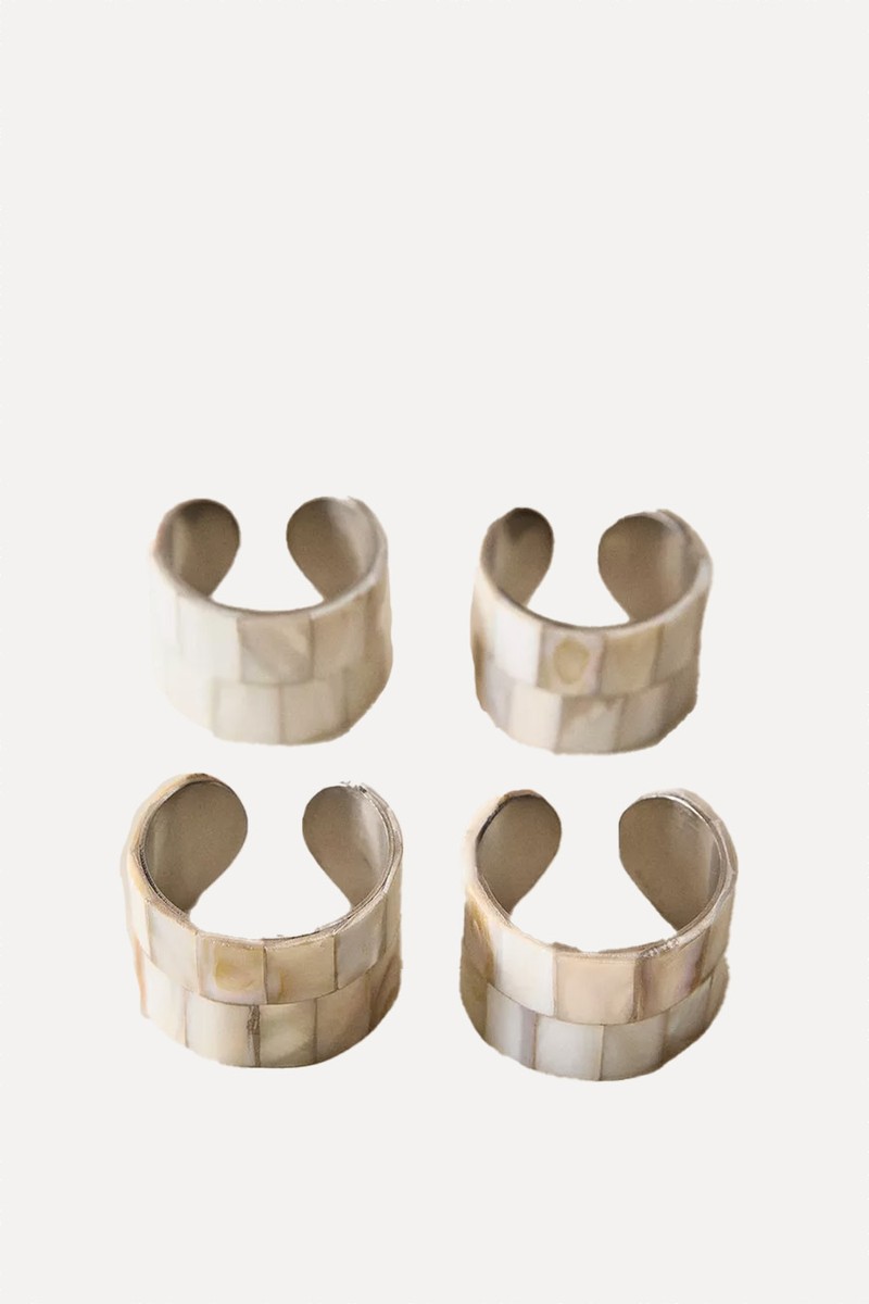 Set Of 4 Mother-Of-Pearl Napkin Rings