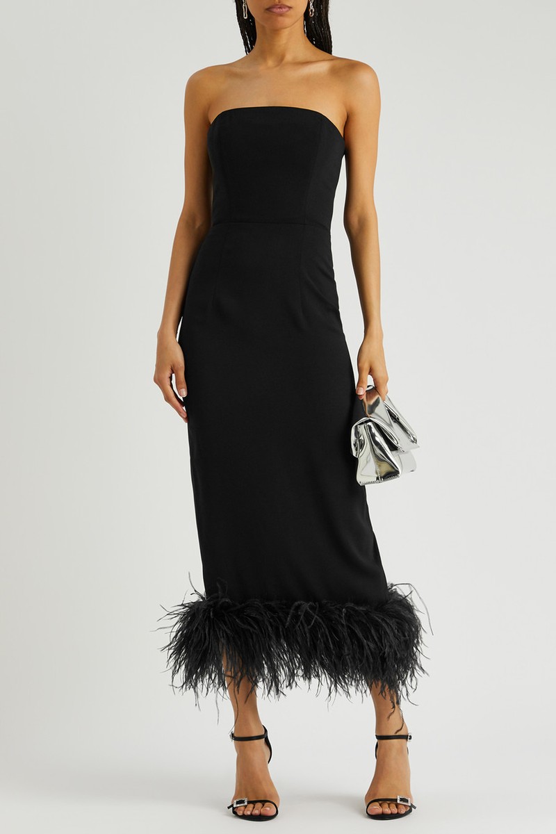 Minelli Feather-Trimmed Midi Dress from 16 Arlington