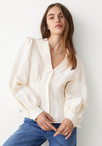 Pleated Puff Sleeve Blouse