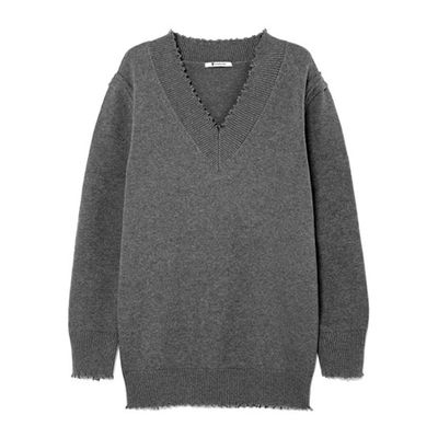 Distressed Cotton-Blend Sweater from T By Alexander Wang