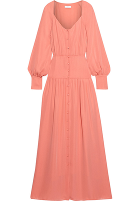 Becky Pleated Crepe De Chine Maxi Dress