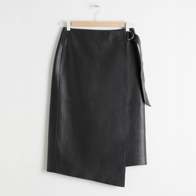 Asymmetric Belted Leather Skirt from & Other Stories