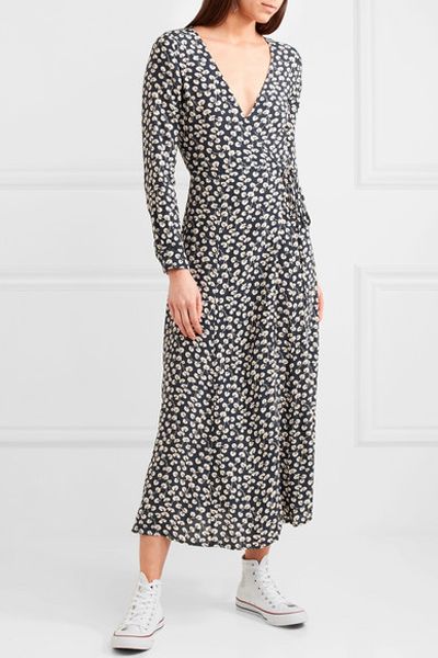 Roseburg Crepe De Chine Wrap Dress from Ganni