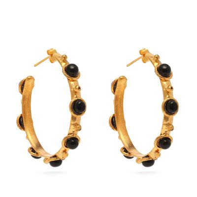 Onyx-Embellished Hoop Earrings from Sylvia Toledano
