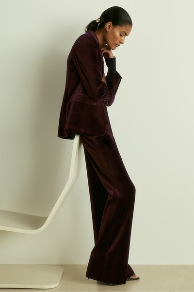 Cotton Velvet Flared Trousers