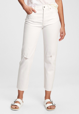 High Rise Destructed Cheeky Straight Jeans from Gap