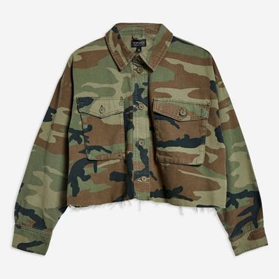 Cropped Camouflage Shacket from Topshop