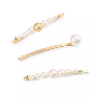 Pearl Beaded Hair Grips Pack of Three from Oliver Bonas