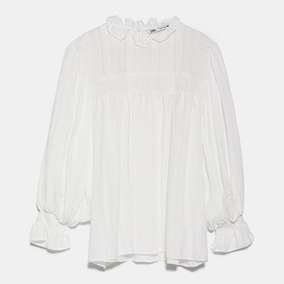 Contrast Blouse With Ruffled Trims from Zara