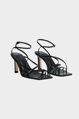 Leather High Heel Sandals With Square Toes