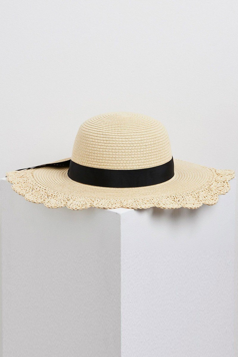 Handmade Crochet Floppy Straw Hat from Oliver Bonas