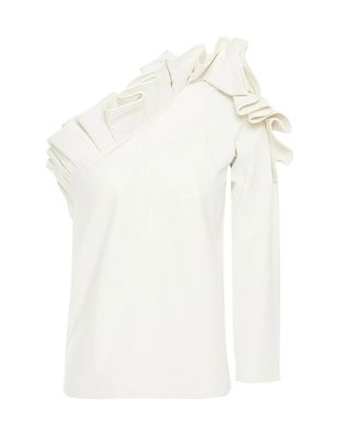 Cilao One-Shoulder Ruffled Leather Top