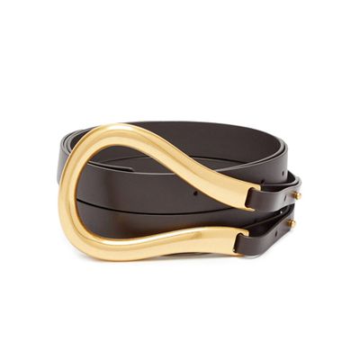 Medium Curved-Loop Leather Belt from Bottega Veneta