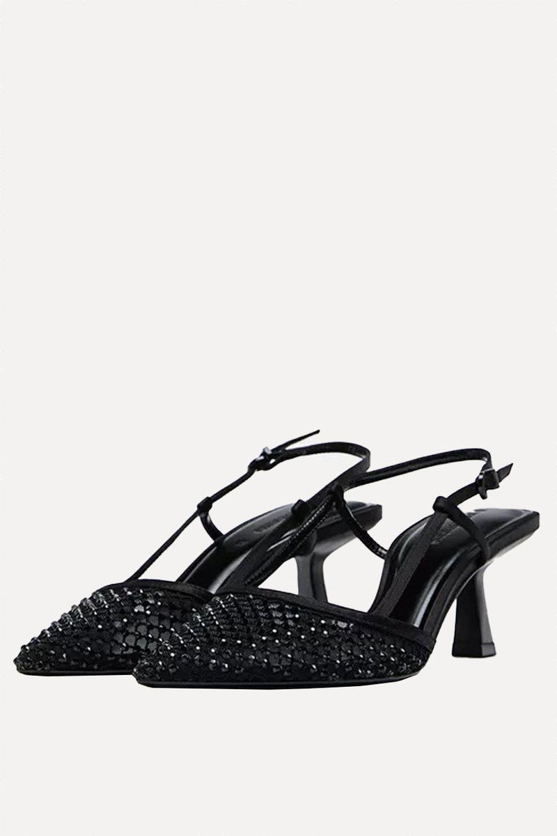 Mesh Heeled Shoes With Rhinestones from Stradivarius