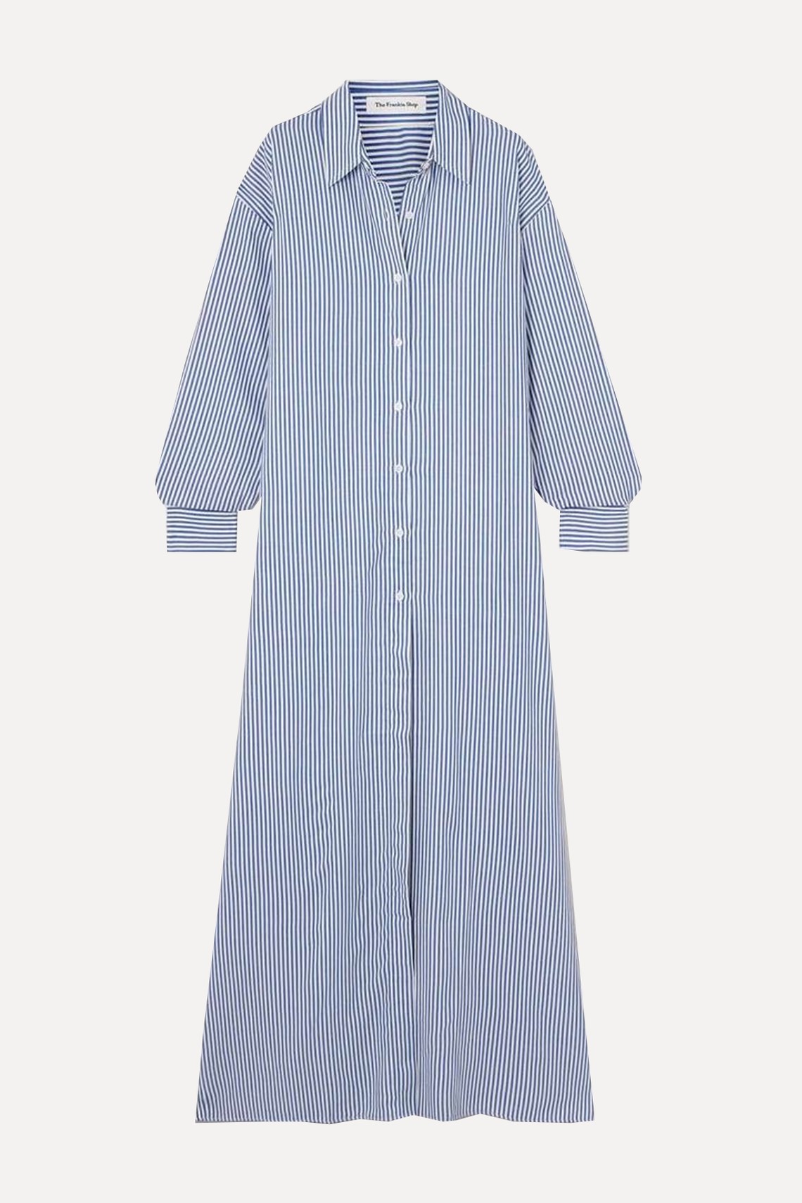 Avery Oversized Striped Twill Maxi Shirt Dress from The Frankie Shop