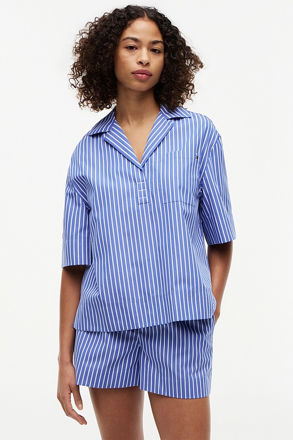 Relaxed Fit Poplin Short Sleeve Shirt 