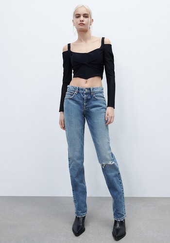 Ripped Straight Fit Jeans from Zara