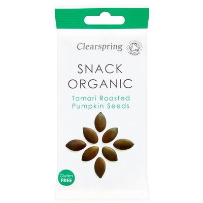 Organic Tamari Roasted Pumpkin Seeds Snack from Clearspring 