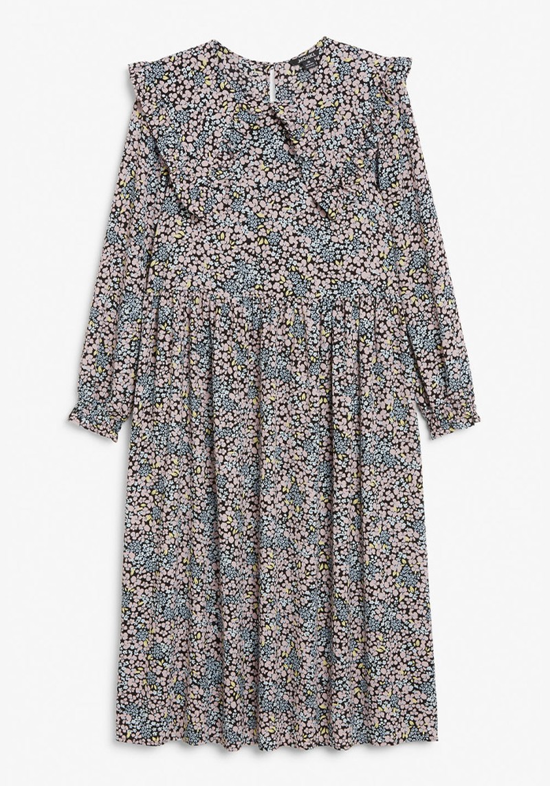 A Midi Big Collar Ruffle Dress from Monki