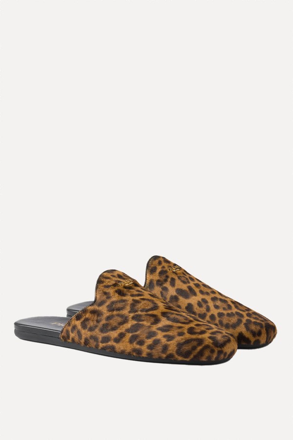 Leopard-Print Leather Mules from Prada