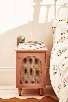 Bue Pink Mango Wood & Rattan Bedside Table from Oliver Bonas
