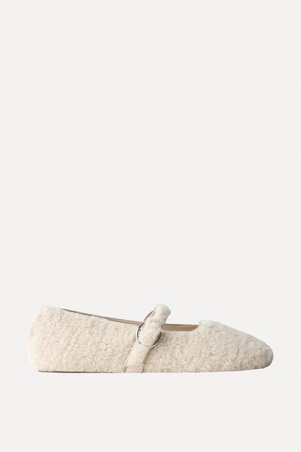  Faux Shearling Ballet Flats from Zara