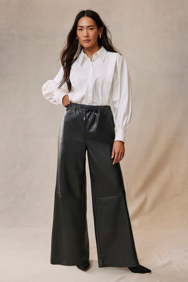 Faux Leather Wide Leg Trousers from Mint Velvet
