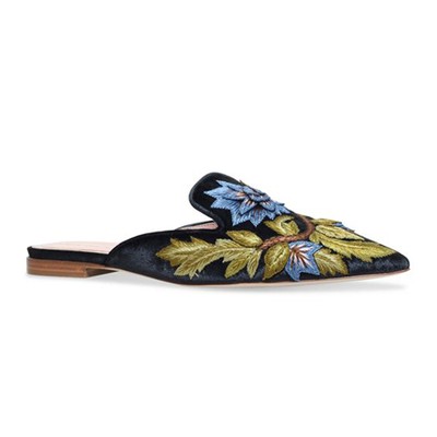 Embroidered Velvet Mia Slippers from Alberta Ferretti