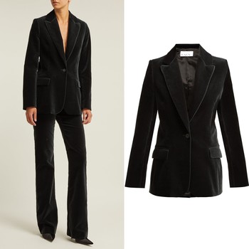 Single-Button Velvet Blazer