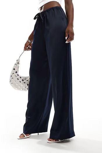 High Waisted Wide Leg Satin Trousers from Y.A.S.