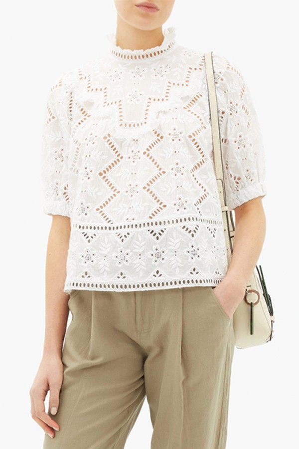Zippy Ruffle-Neck Blouse from Sea