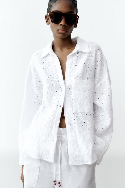 Shirt With Cut Work Embroidery from Zara