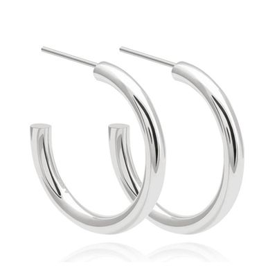Basic Large Hoop Earrings In Silver