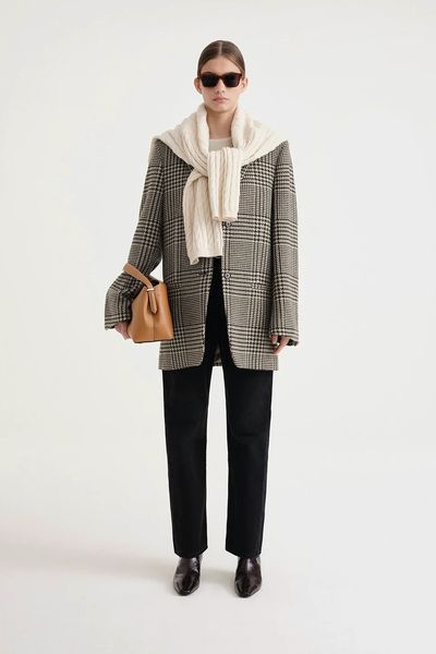 Longline Wool Blazer Brown Check from Totême