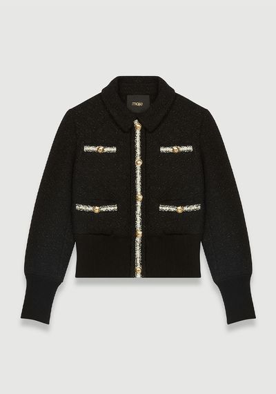 Contrasting Tweed-Style Jacket