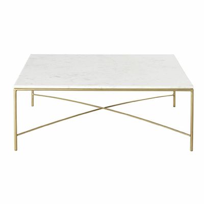 White Marble and Brass Metal Coffee Table from Maison Du Monde