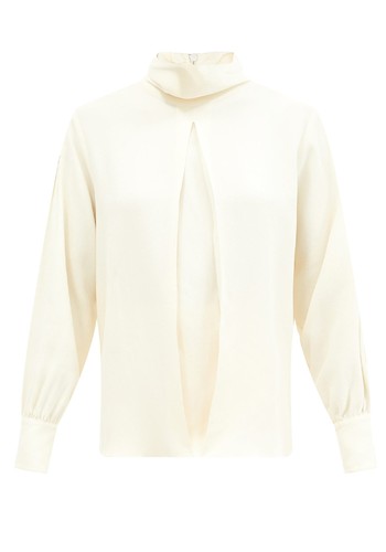 Daniela Box-Pleated Crepe Blouse