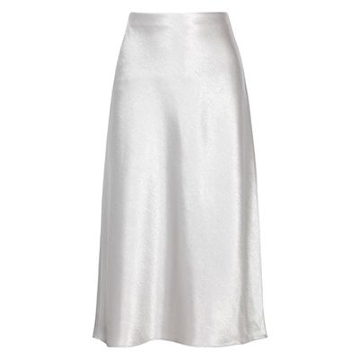 Silver Hammered Satin Skirt from Vince