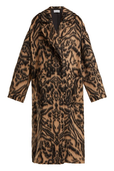 Dropped-Shoulder Tiger-Print Blanket Coat from Raey