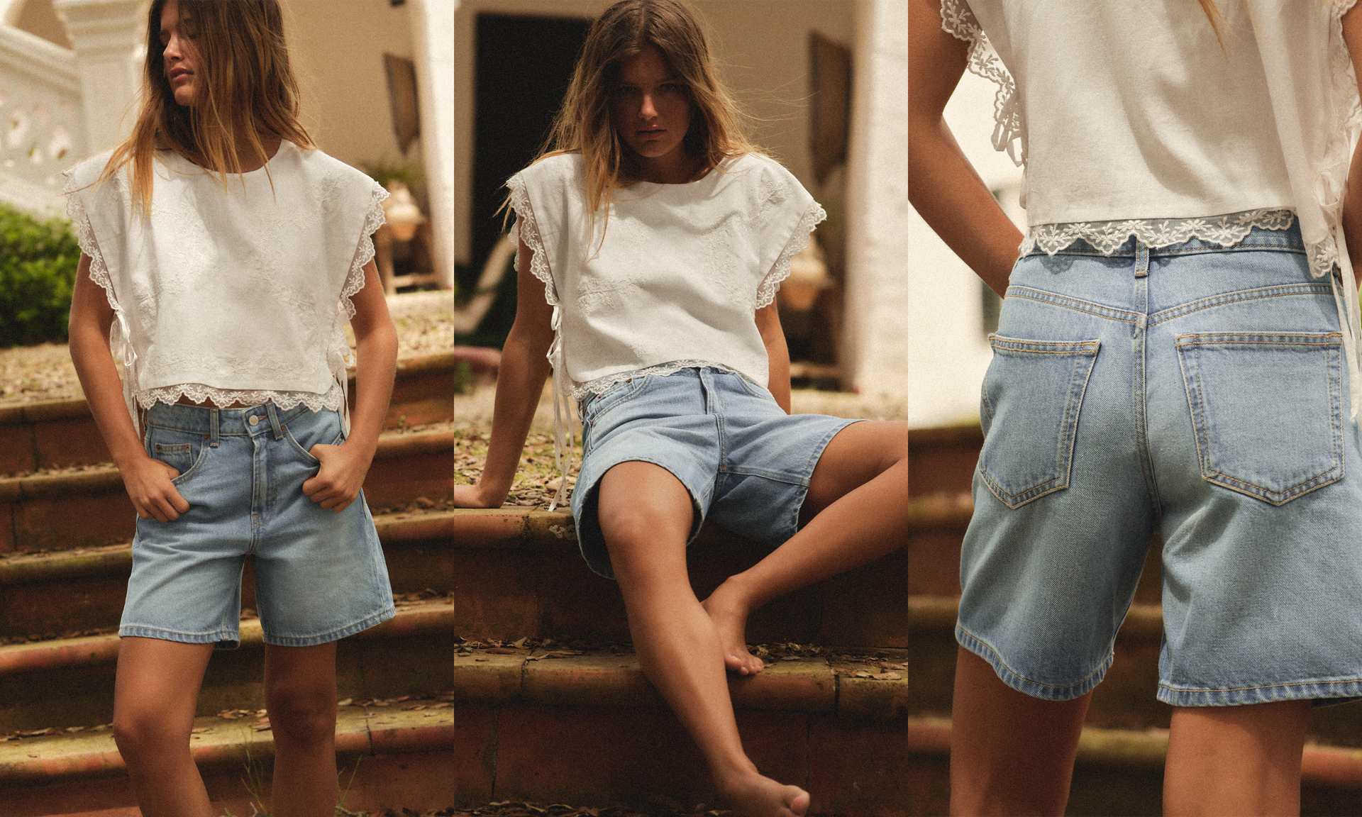 TRF Mid-Rise Denim Bermuda Shorts from Zara
