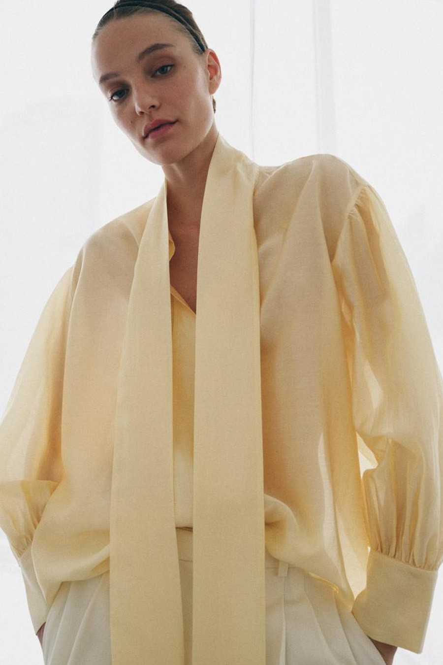 Satin Shirt With Ties from Zara