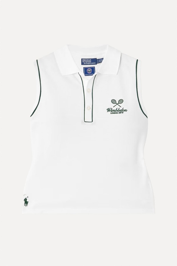 Embroidered Cotton-Blend Piqué Polo Top from Polo Ralph Lauren x Wimbledon