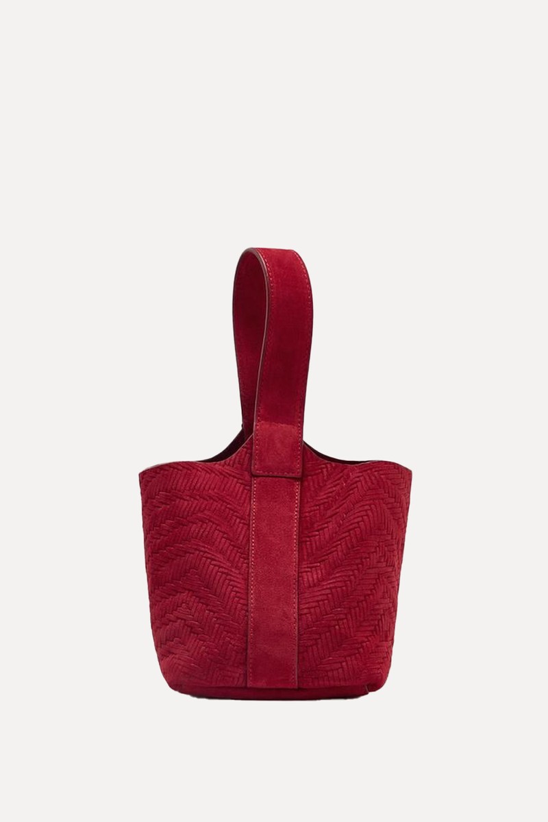 Braided Suede Mini Bucket Bag