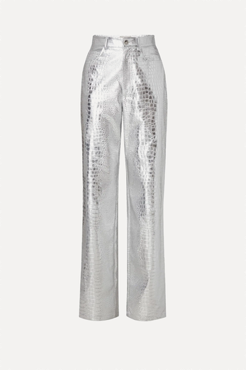 Daphne Metallic Straight-Leg High-Rise Woven Trousers from Malina