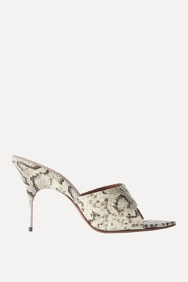 Bianca Snake-Effect Leather Sandals from AMINA MUADDI