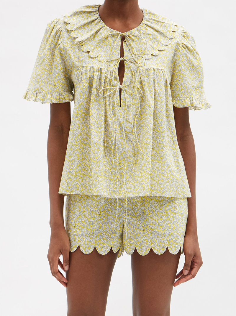 Gigi Scalloped Floral-Print Cotton Pyjamas from Horror Vacui