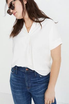 Courier Button-Back Shirt in Pure White